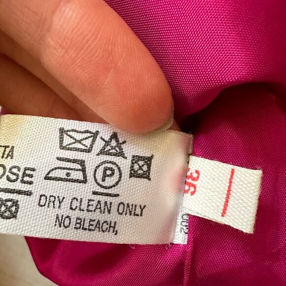 VINTAGE Louis Feraud 2pc Suit Set Pink Peplum Jacket Skirt Sz 6 Statement - Picture 12 of 15